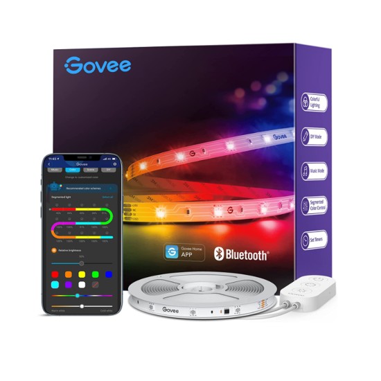 Govee RGBIC LED Strip Lights, 16.4ft Smart LED Lights for Bedroom, Bluetooth LED Lights APP Control, DIY Multiple Colors on One Line, Color Changing LED Lights Music Sync for Ceiling, Gaming Room Model H617A